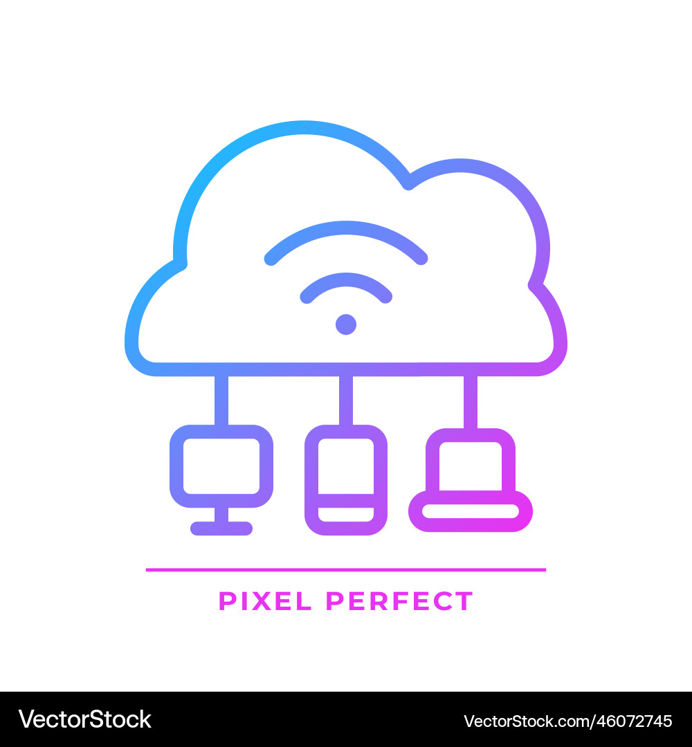 Cloud based iot pixel perfect gradient linear icon Cloud based iot pixel perfect gradient linear icon vector image