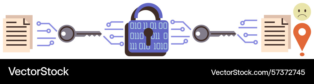 Cybersecurity concept featuring data encryption Cybersecurity concept featuring data encryption vector image