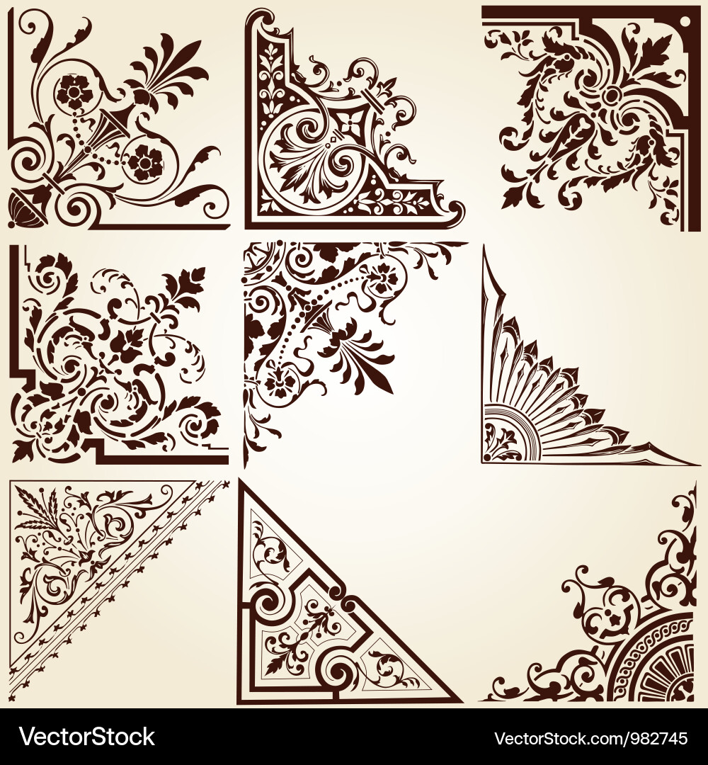Flower Corner Black and White Vector Images (over 12,000)