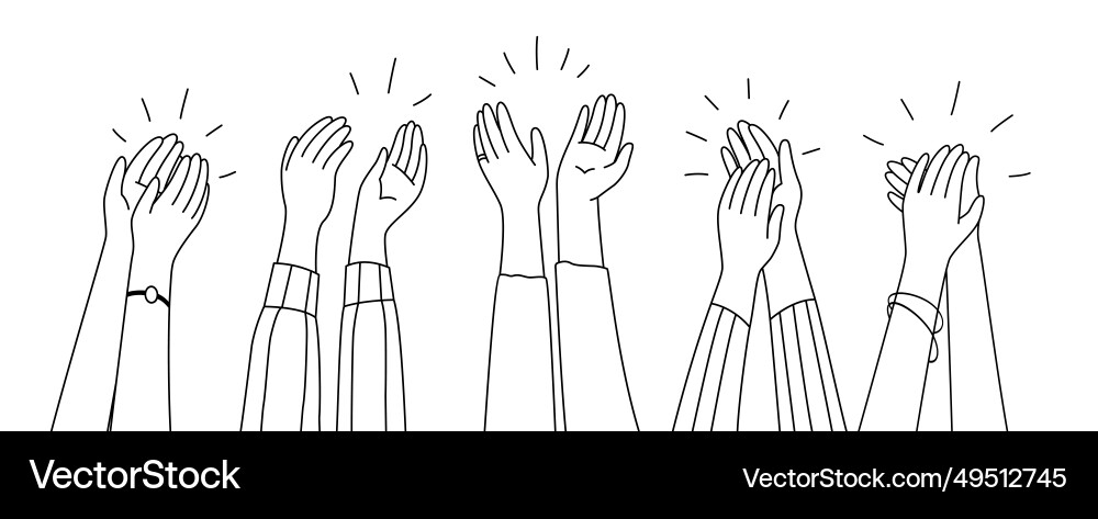 Doodle applause hands raised clapping arms Doodle applause hands raised clapping arms vector image