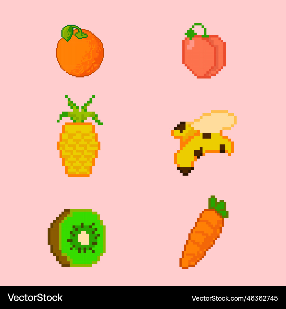 Flat design pixel art element set Flat design pixel art element set vector image