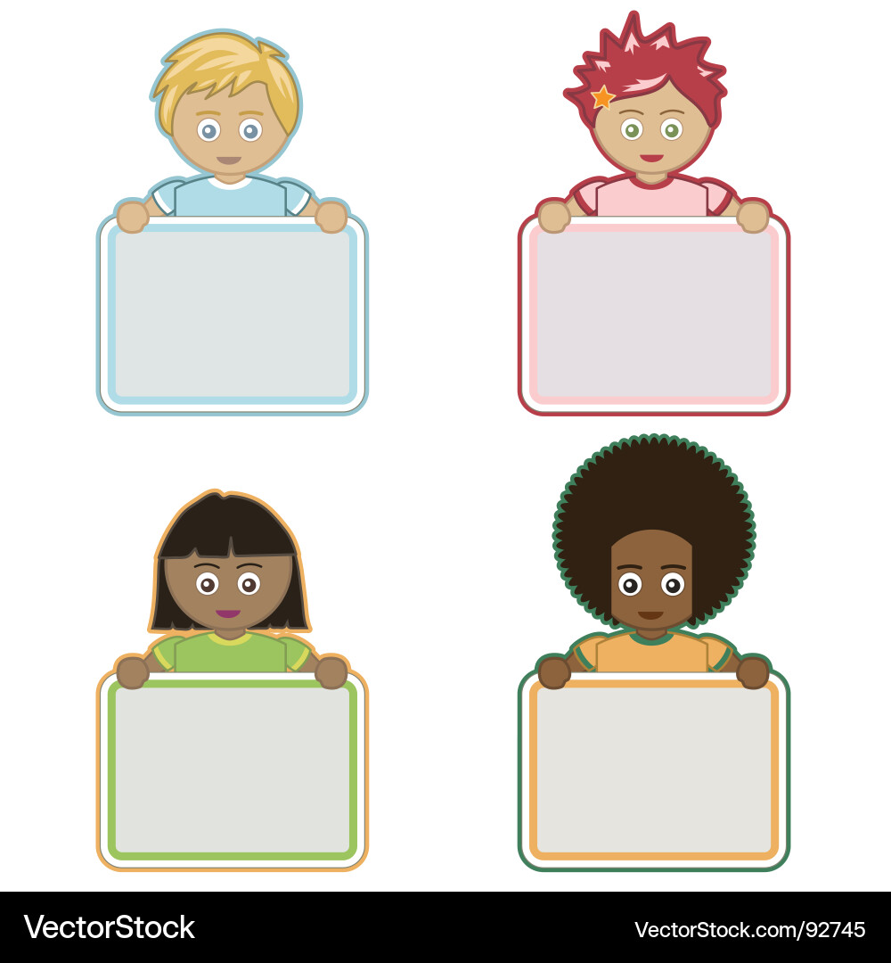Kids holding signs Vector Image