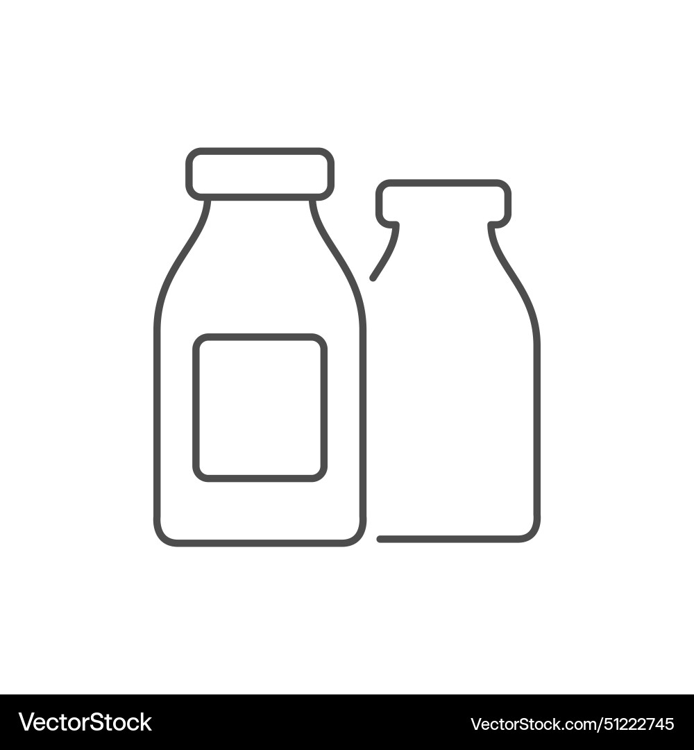 Milk bottle line outline icon vector image