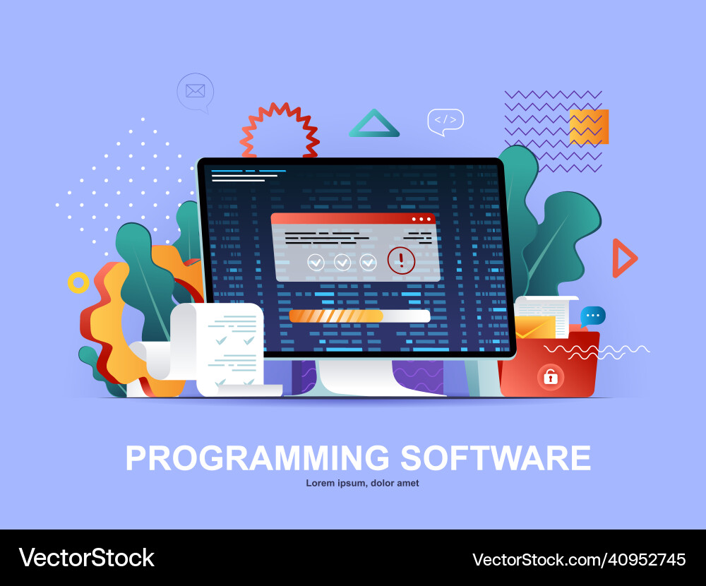 Programming software flat concept with gradients Programming software flat concept with gradients vector image