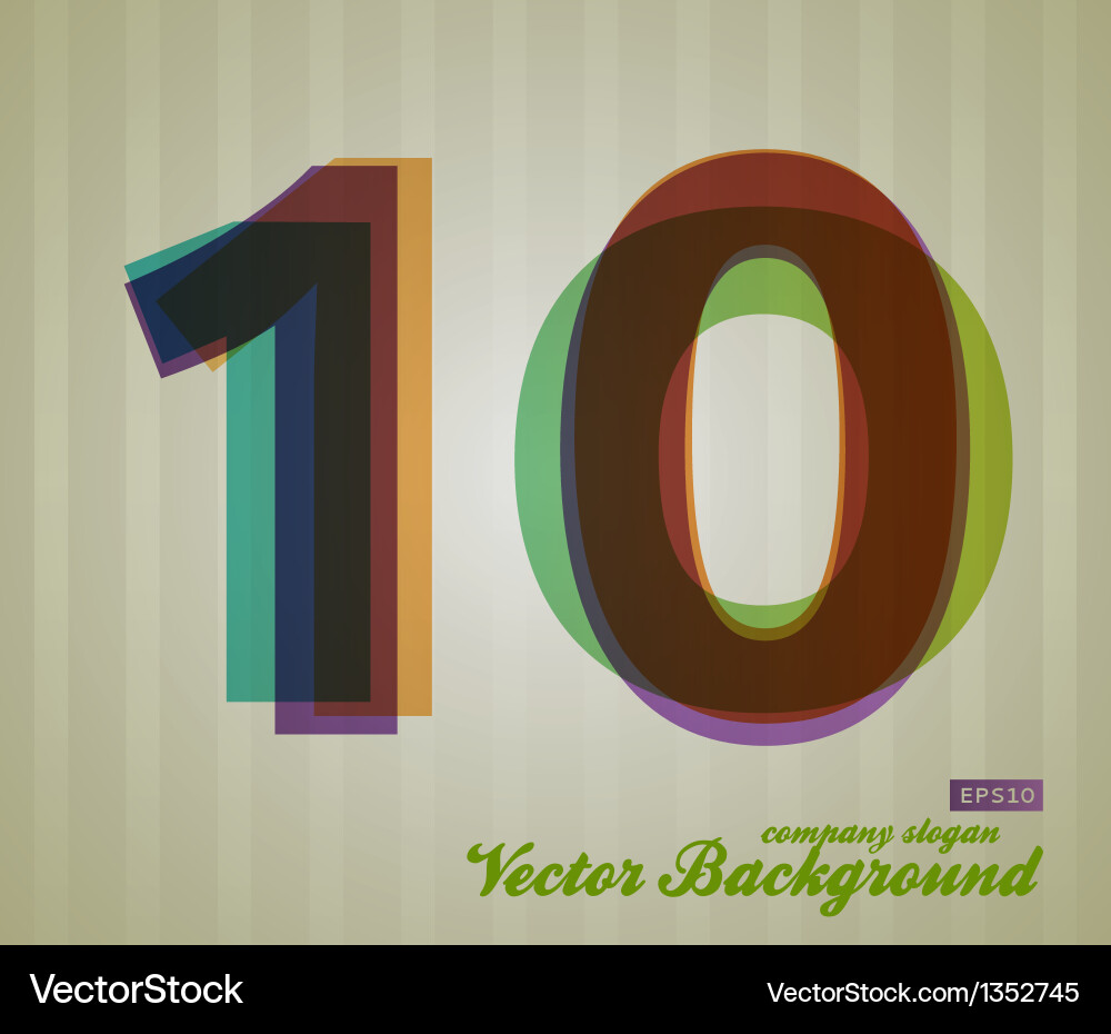Retro Number 10 Transparency Vector Image