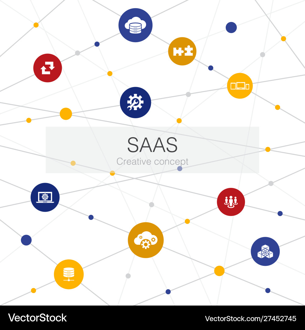 Saas trendy web template with simple icons Saas trendy web template with simple icons vector image