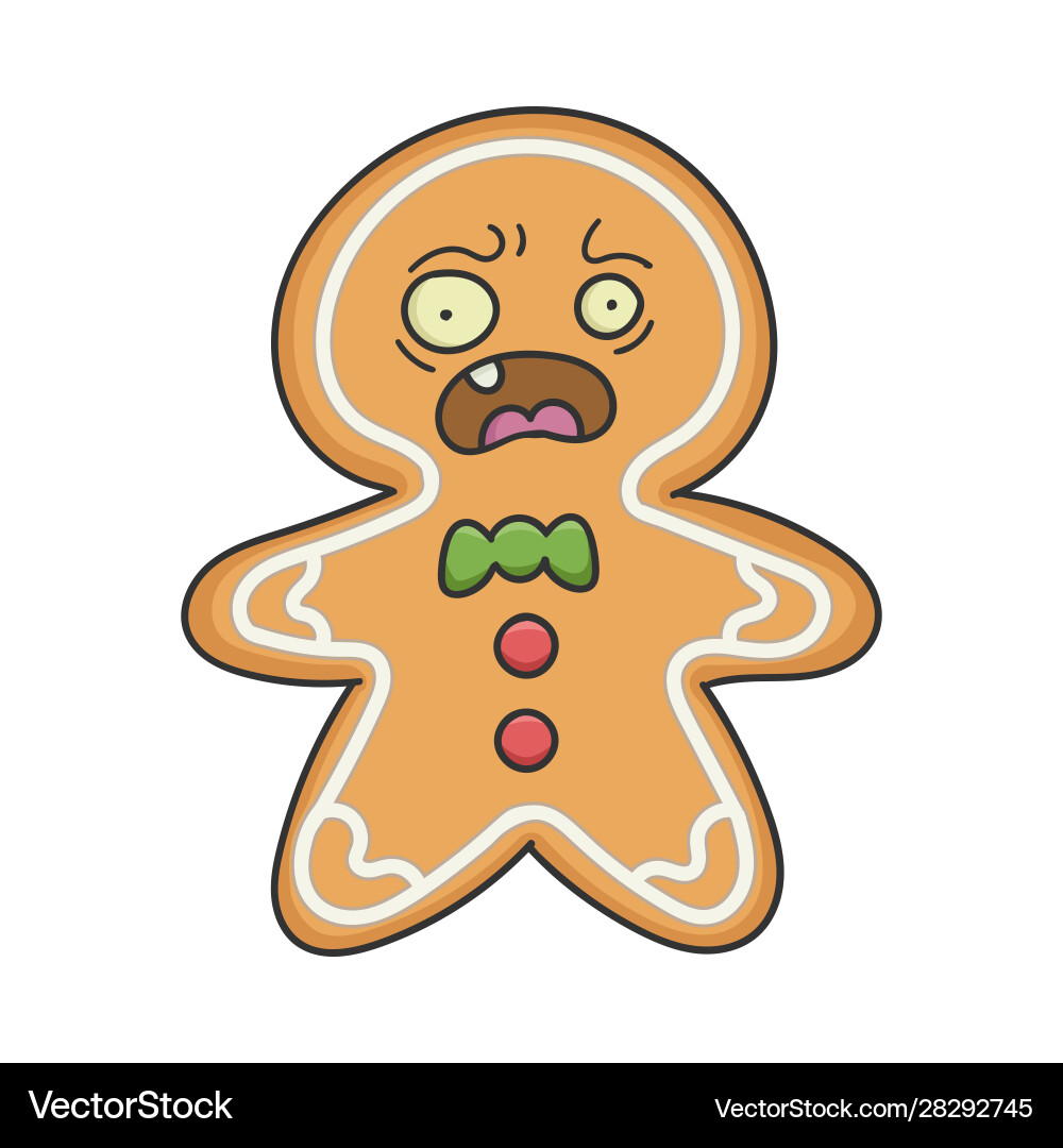 Scared christmas holiday ginger bread cookie vector image