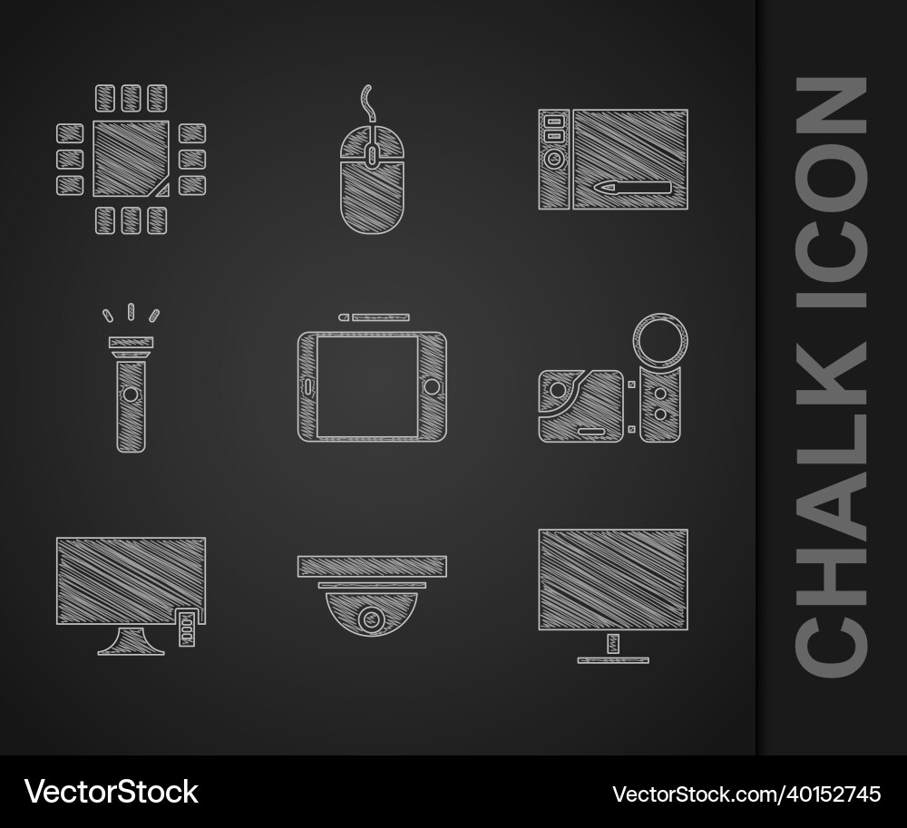 Set graphic tablet motion sensor computer Set graphic tablet motion sensor computer vector image