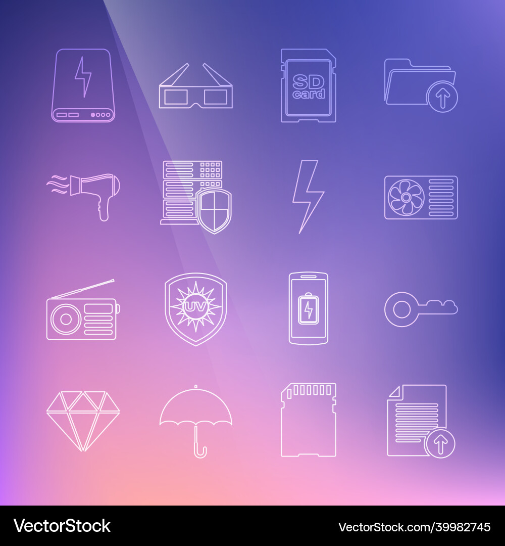 Set line upload file key air conditioner sd Set line upload file key air conditioner sd vector image