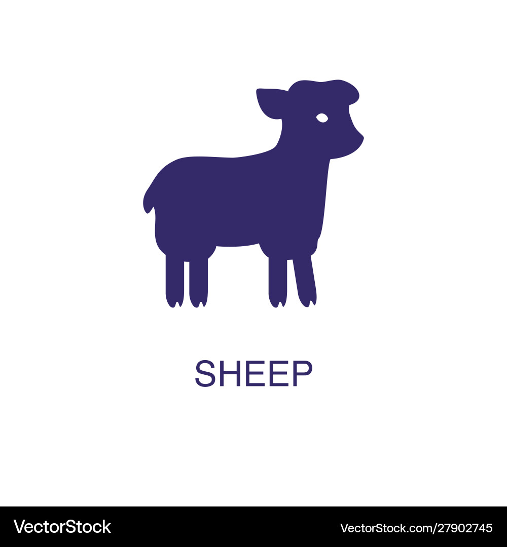 Sheep element in flat simple style on white Vector Image