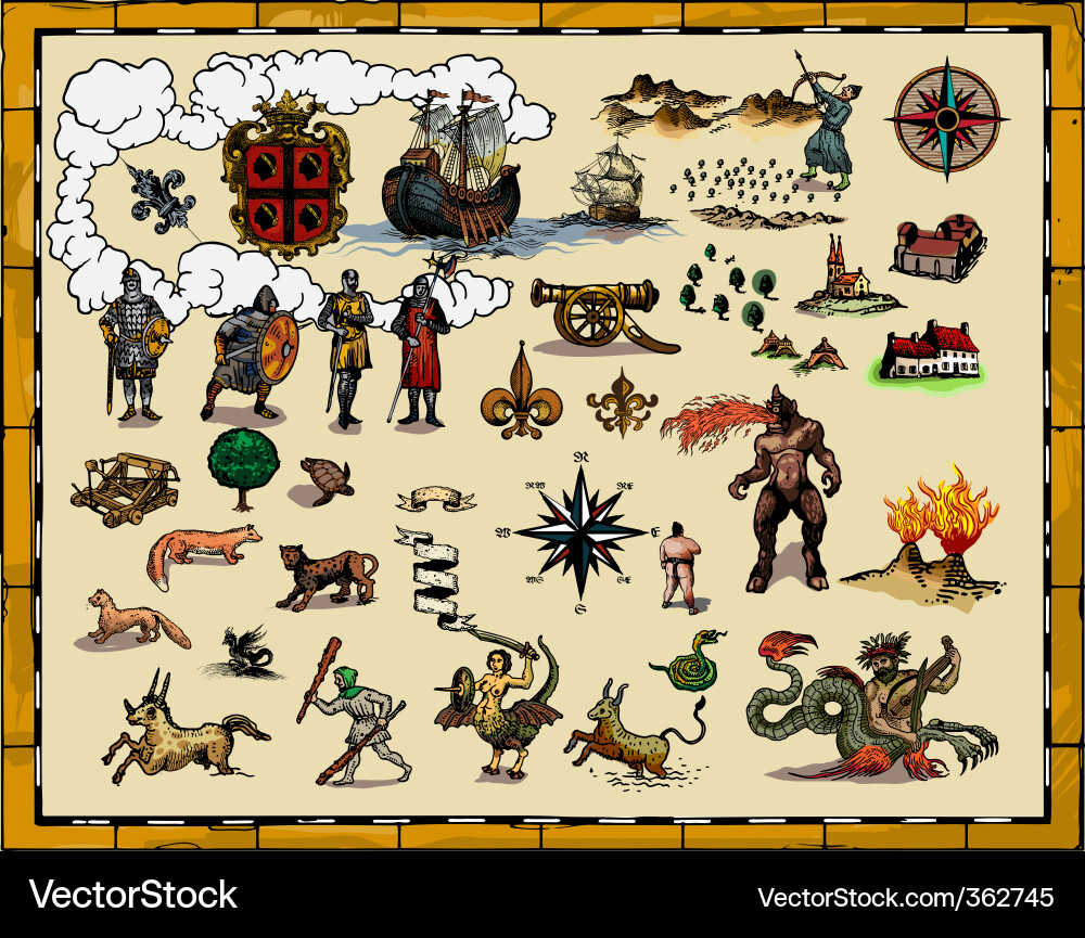 Vintage Map Components Royalty Free Vector Image