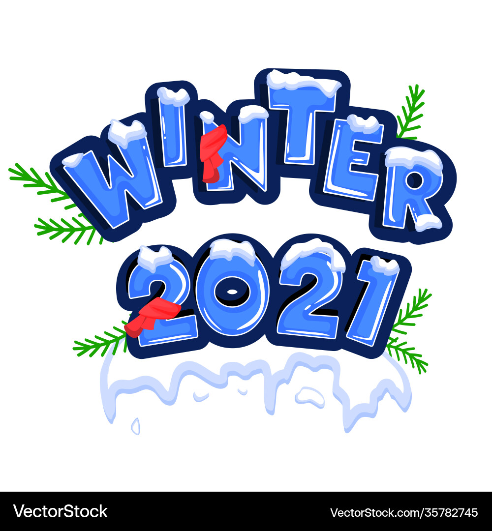 Winter 2021 Grußkarte mit Datum und Band Vektorbild
