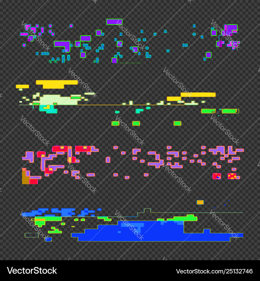 Abstract glitch design elements set vector image