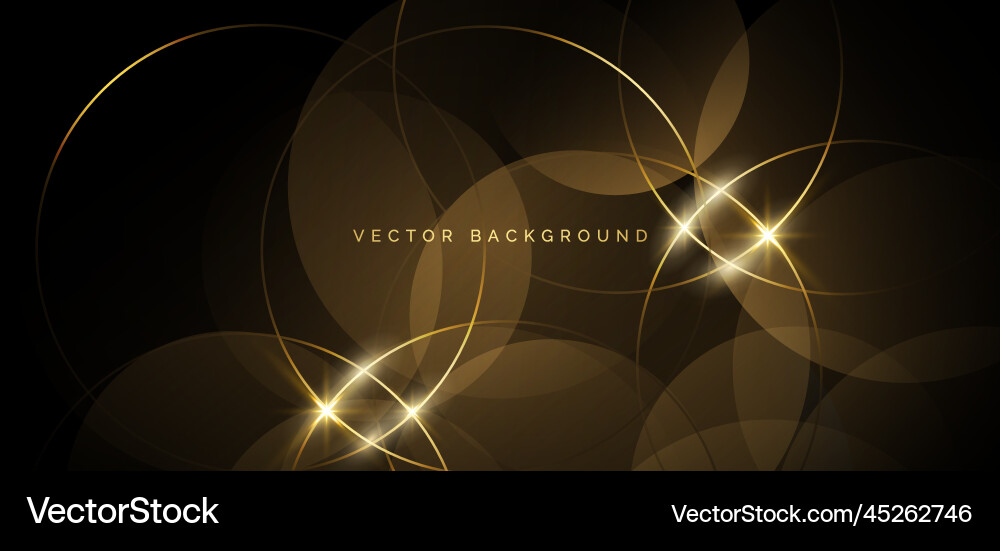 Abstract gold circles lines overlapping on dark Abstract gold circles lines overlapping on dark vector image