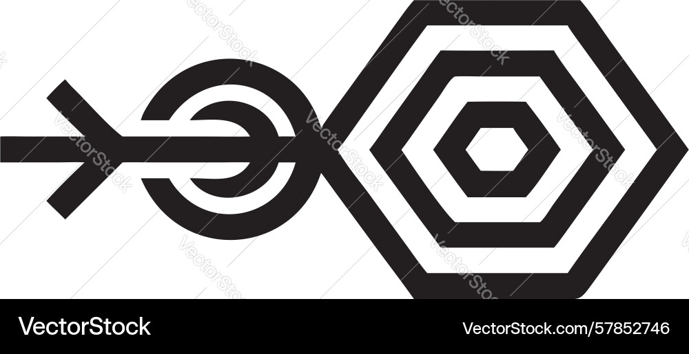 Arrow hitting hexagonal target precision and goal Vector Image