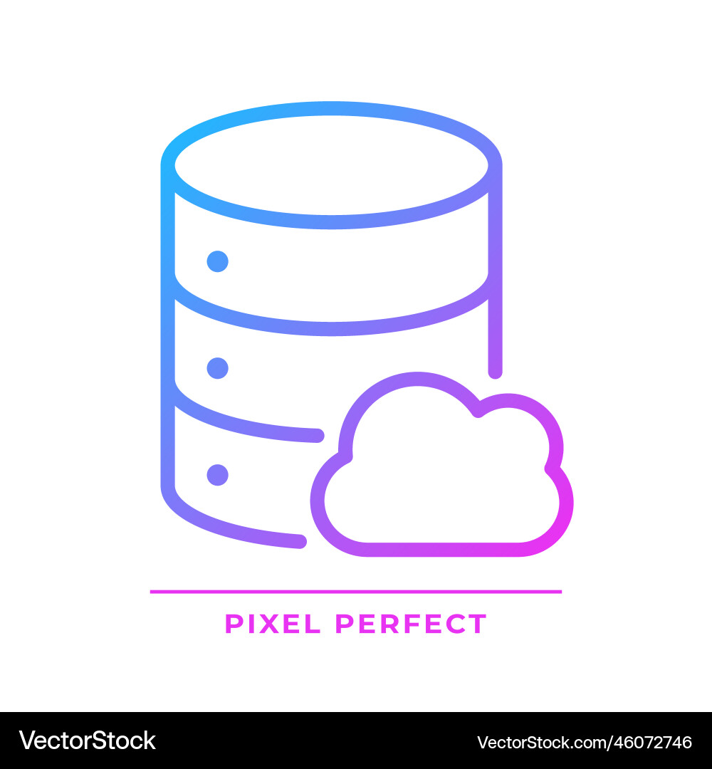 Cloud database pixel perfect gradient linear icon vector image