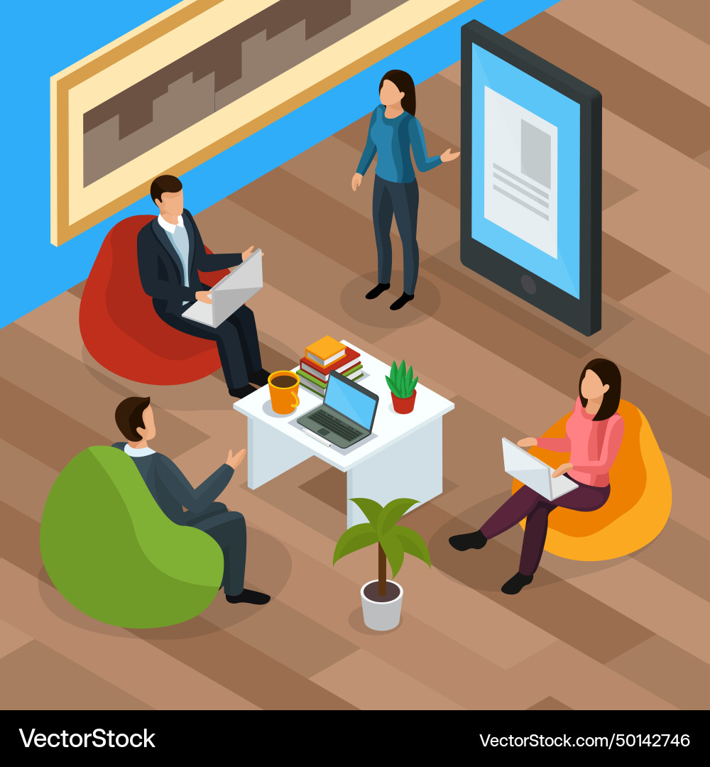 E-learning characters isometric landing page E-learning characters isometric landing page vector image