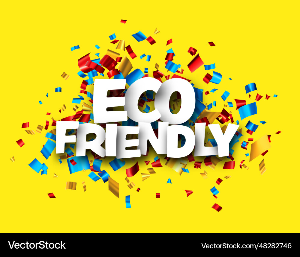 Eco friendly sign over colorful cut out foil Eco friendly sign over colorful cut out foil vector image