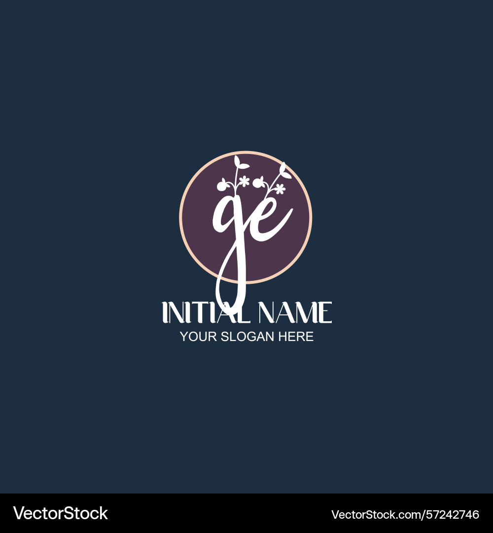 Elegant ge initial logo design with botanical vector image