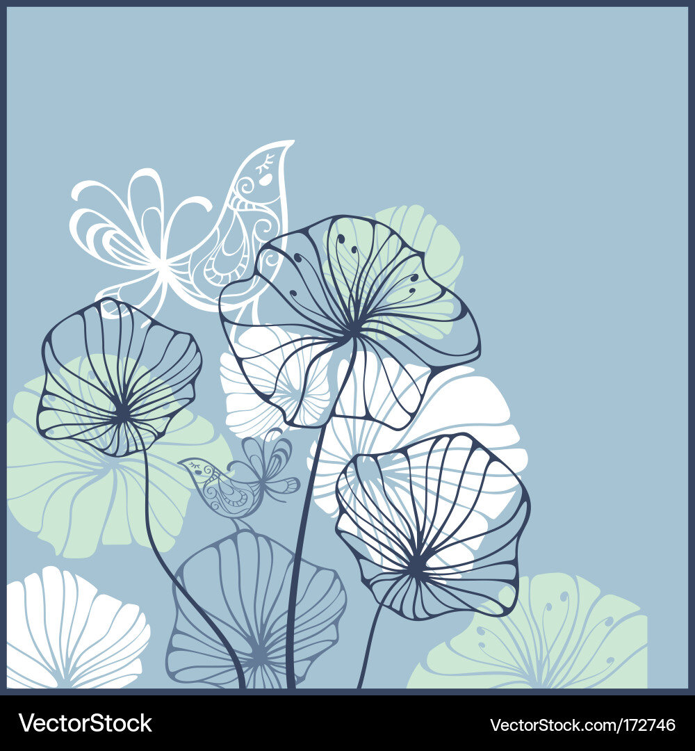 Floral Bird and Branch Pattern vector image
