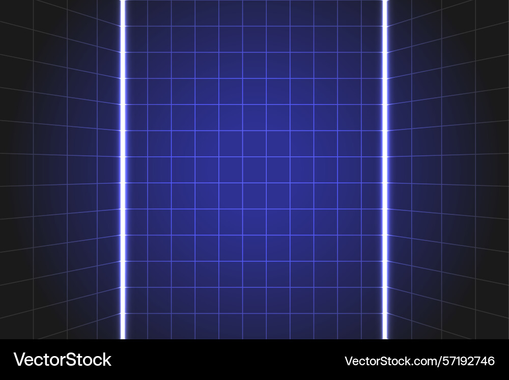 Futuristic grid background with glowing vertical Vector Image