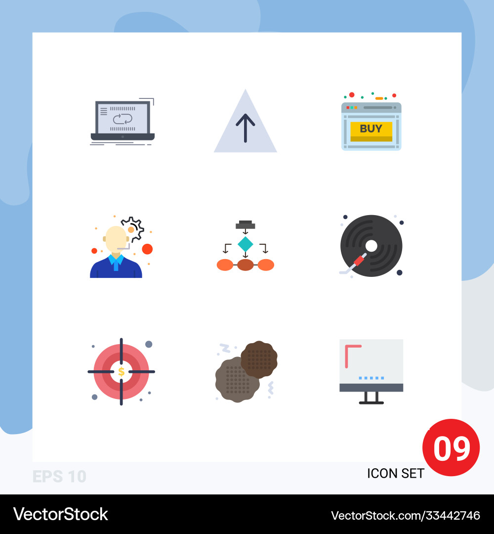 Group 9 modern flat colors set for algorithm vector image