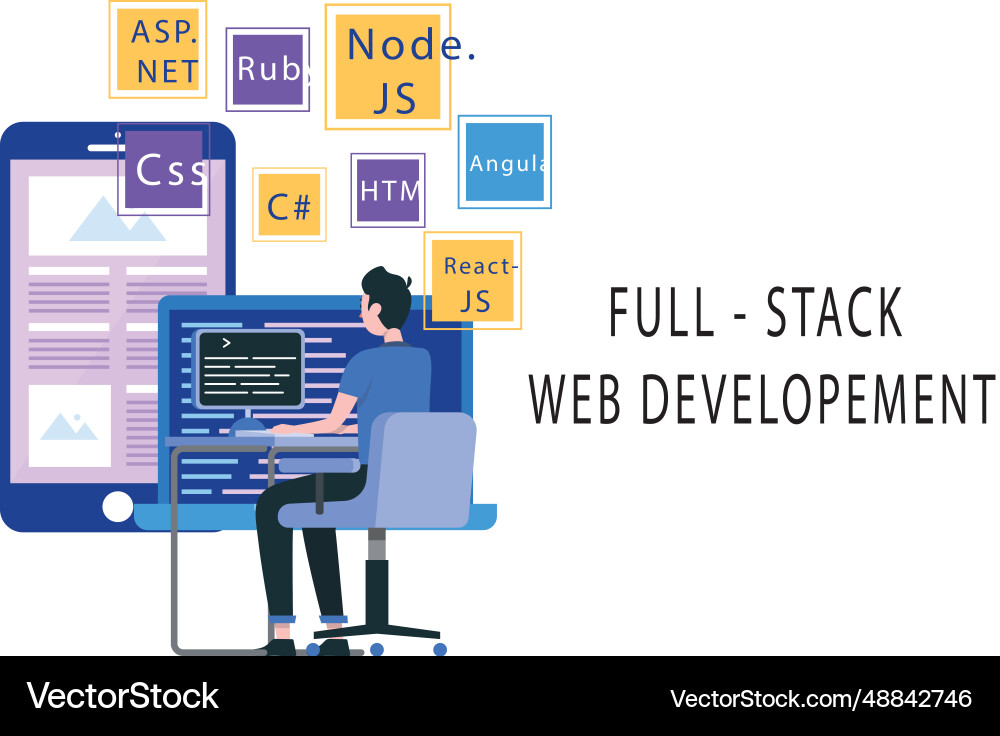 Image of full-stack web development vector image