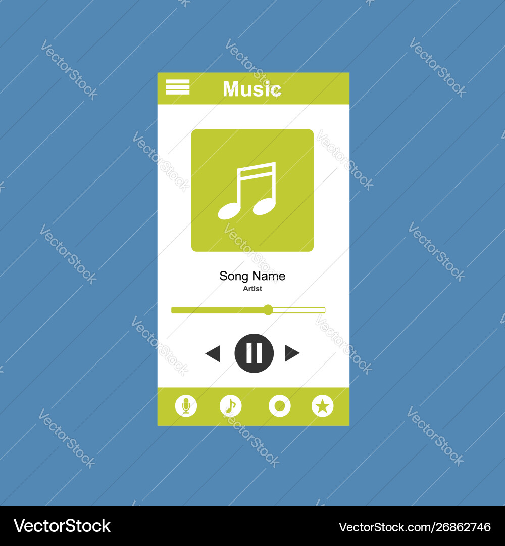 Media player application app template with flat Media player application app template with flat vector image