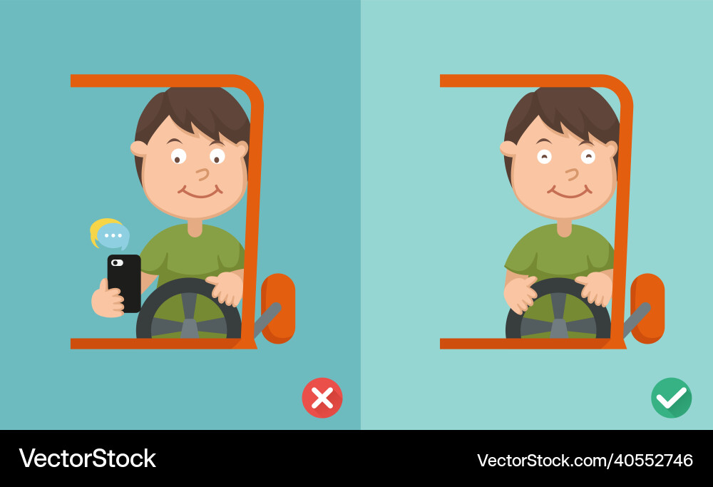 No texting talking right and wrong ways riding Vector Image