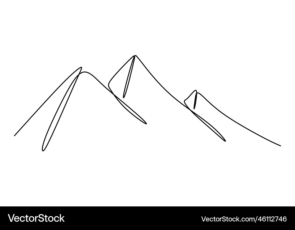 One continuous single line of three pyramids One continuous single line of three pyramids vector image