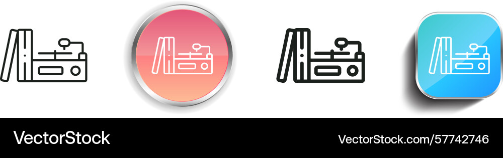 Plattenspieler-Symbol dünn linear regelmäßig und Taste vektorbild