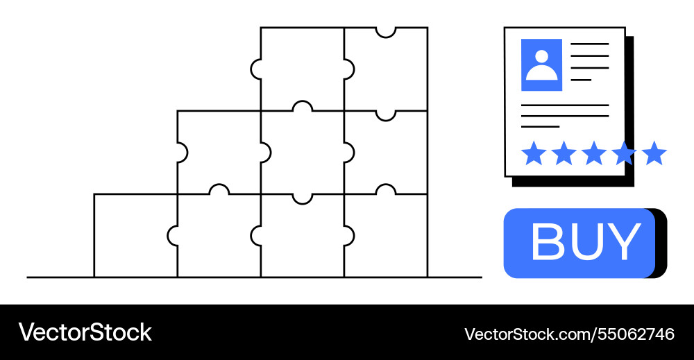Puzzle chart with user profile and purchase button Puzzle chart with user profile and purchase button vector image