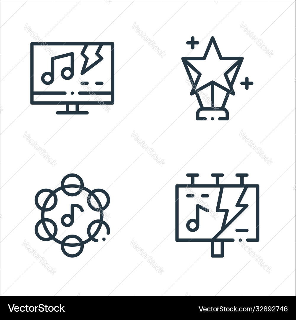 Rock n roll line icons linear set quality Rock n roll line icons linear set quality Vector Image