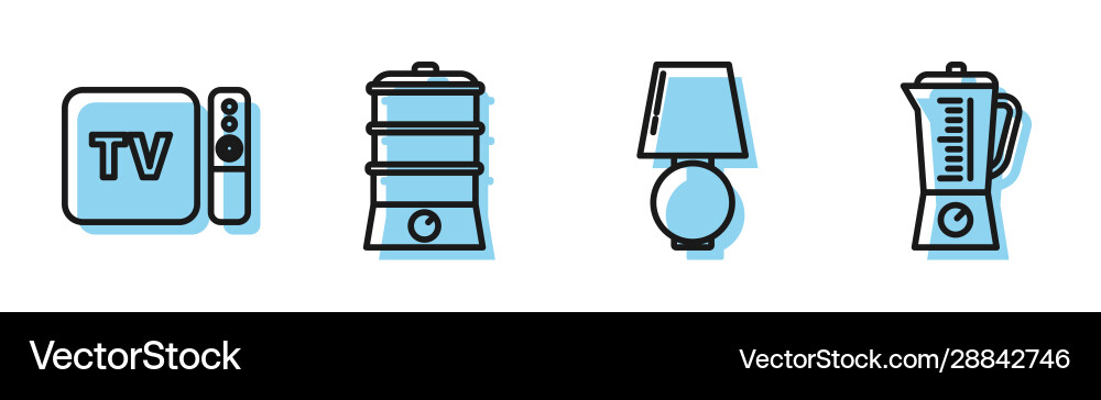 Set line table lamp tv box receiver and player Vector Image