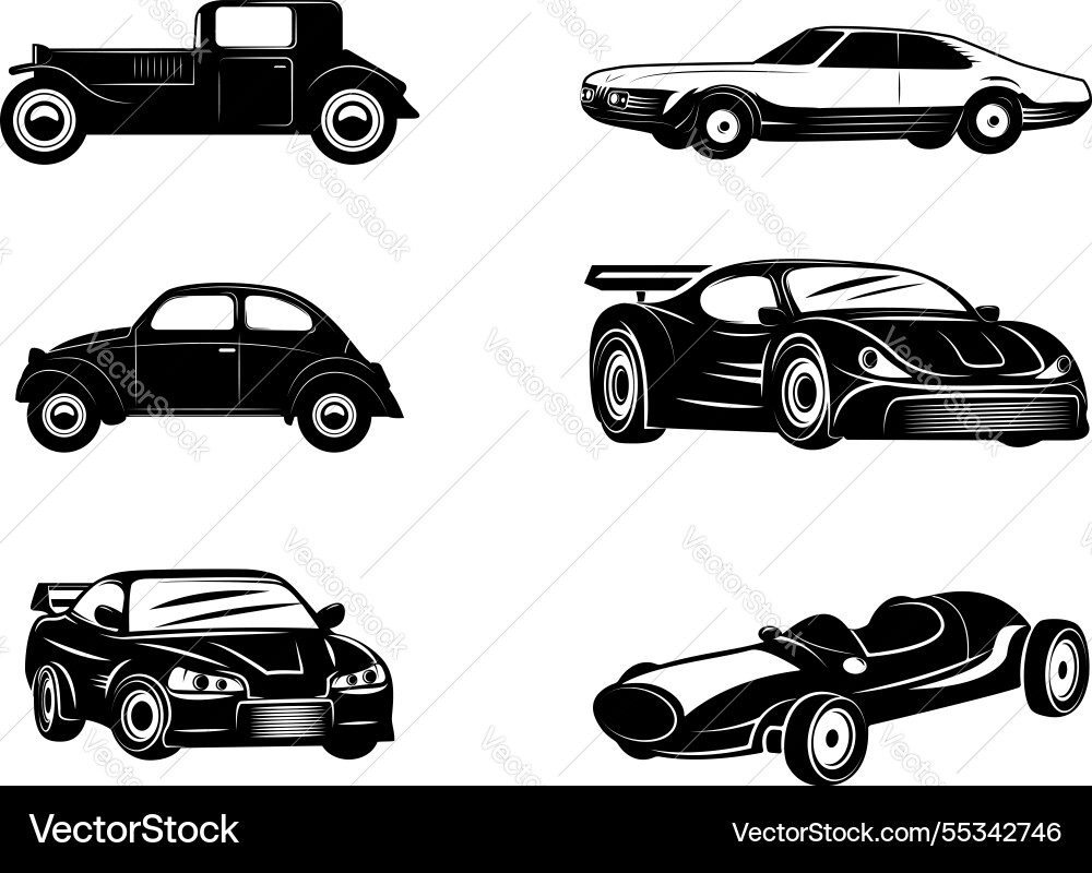 Set of retro cars icons design graphic Set of retro cars icons design graphic Vector Image