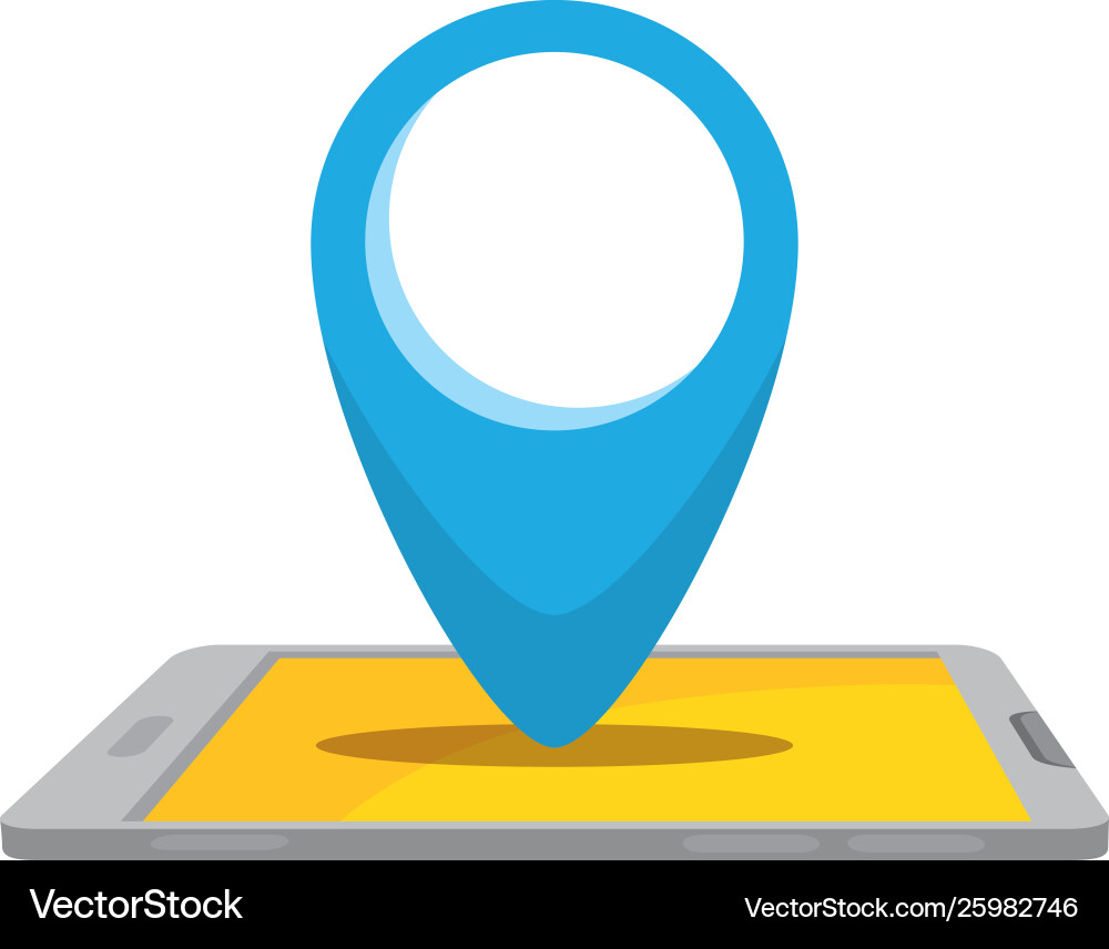 Smartphone with pin pointer location vector image