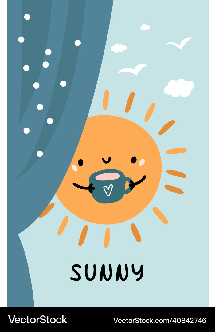 Sunny day poster niedlich morgen son look Sunny day poster niedlich morgen son look vektorbild