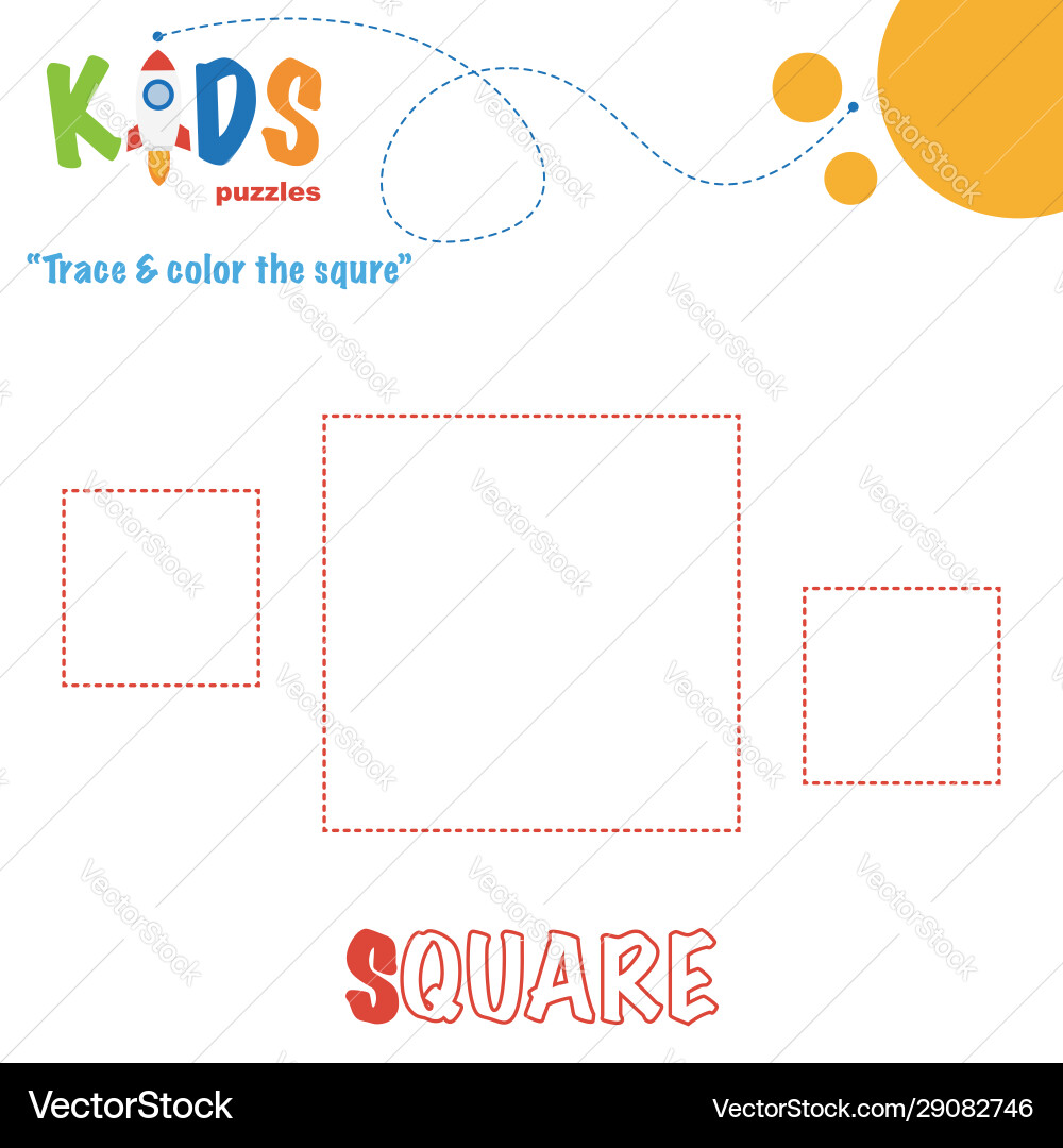 Trace color shape preschool worksheet Trace color shape preschool worksheet vector image