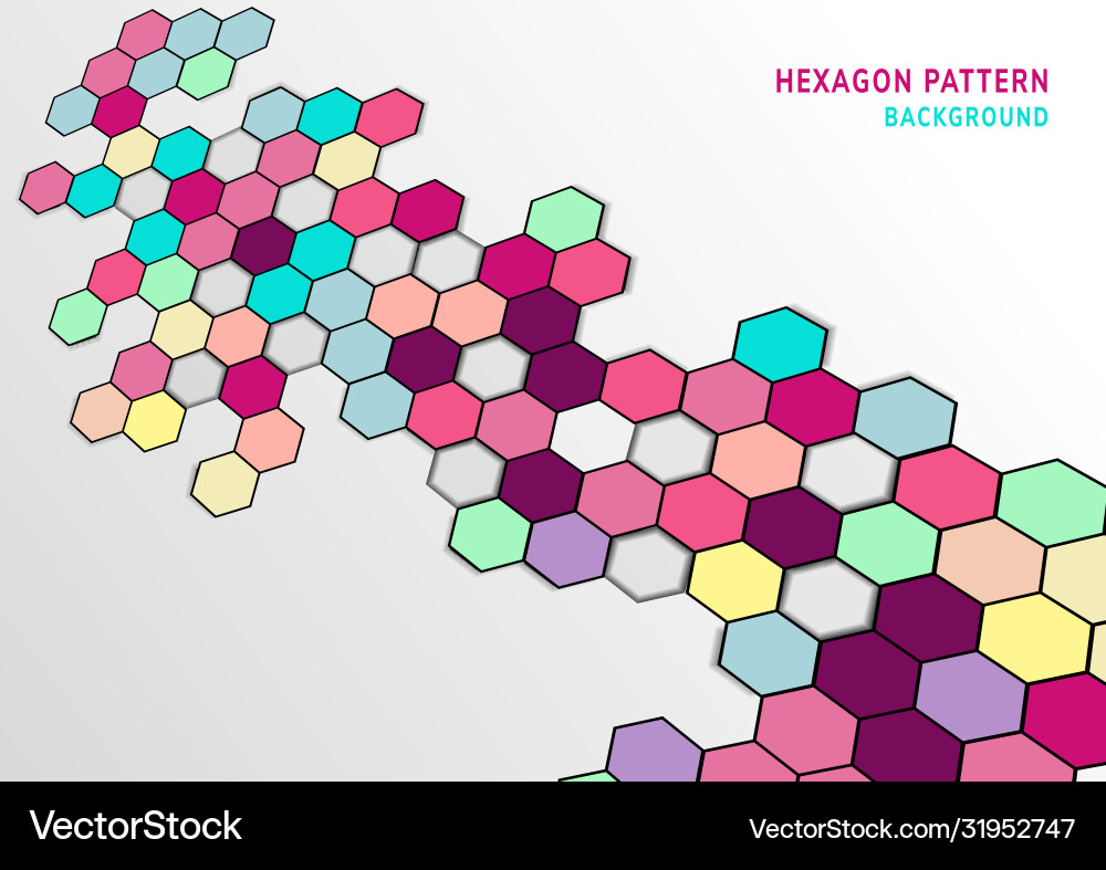 Abstract colorful hexagons shape pattern on white Abstract colorful hexagons shape pattern on white vector image