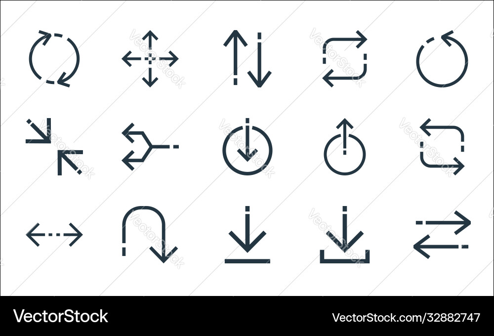 Arrows line icons linear set quality Arrows line icons linear set quality vector image