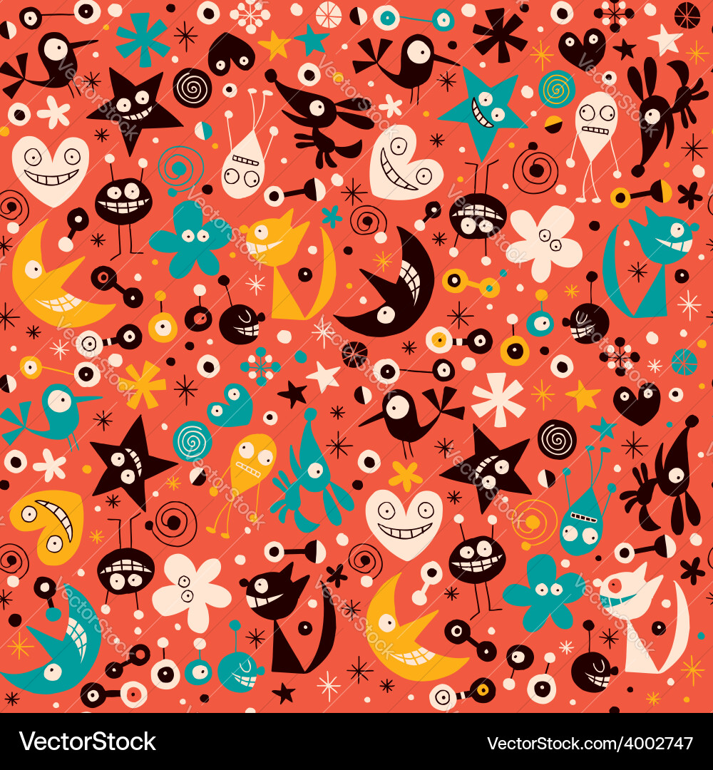 Cute abstract characters seamless pattern Vector Image