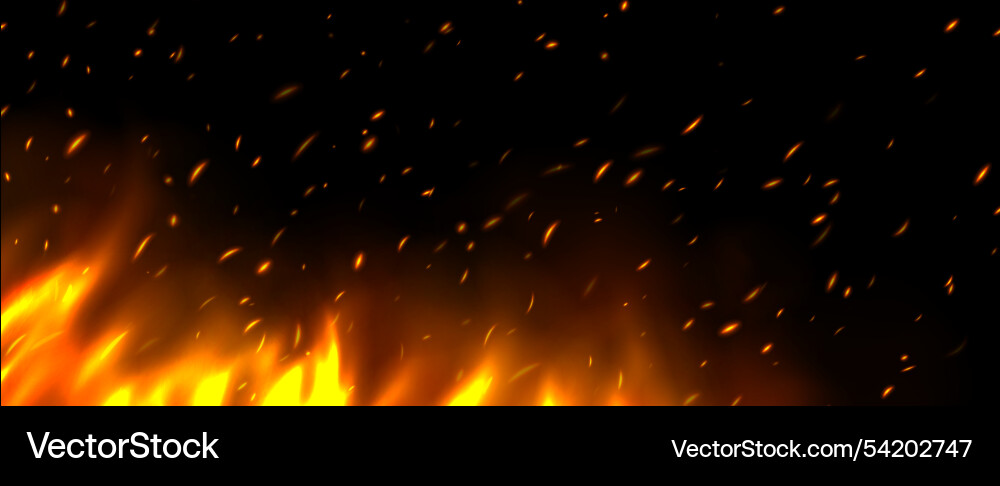 Flame with sparks fire flying cinder Vector Image