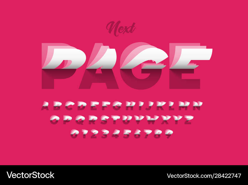 Flipping pages style colorful font alphabet Vector Image