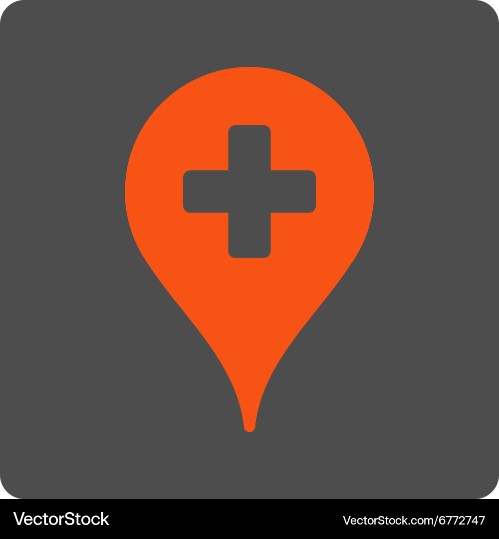 Hospital map pointer flat button Vector Image