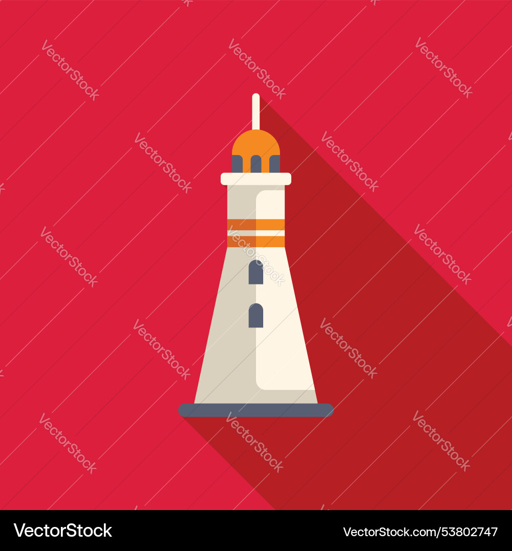 Lighthouse casting long shadow on red background Lighthouse casting long shadow on red background vector image