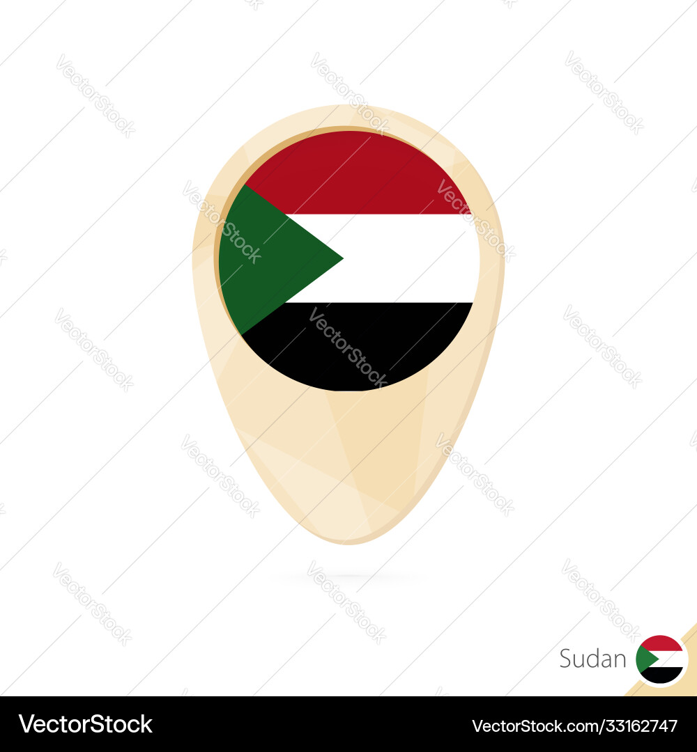 Map pointer with flag sudan orange abstract Map pointer with flag sudan orange abstract vector image