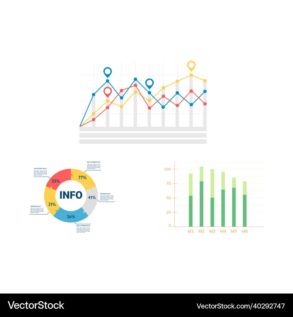 Pie charts and diagrams design multicolor Pie charts and diagrams design multicolor vector image