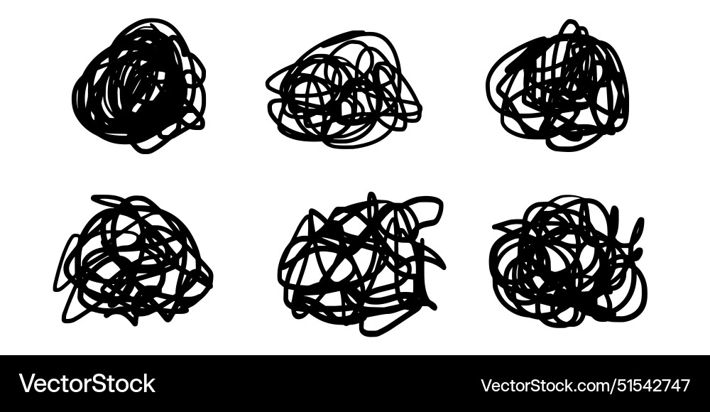 Set of hand drawn scribble sketch circle object vector image