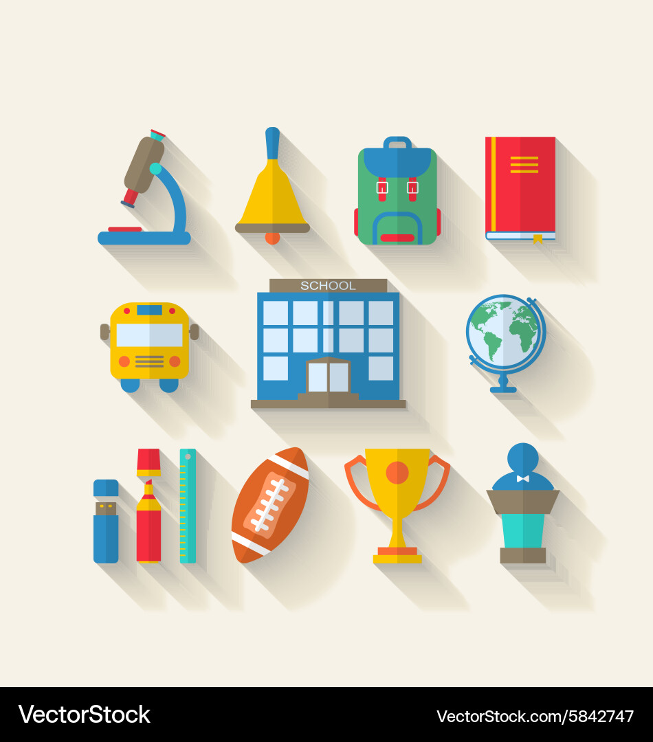 Simple icons of elements and objects vector image