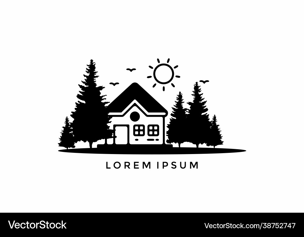 Tree Line House Sketch Vector Image